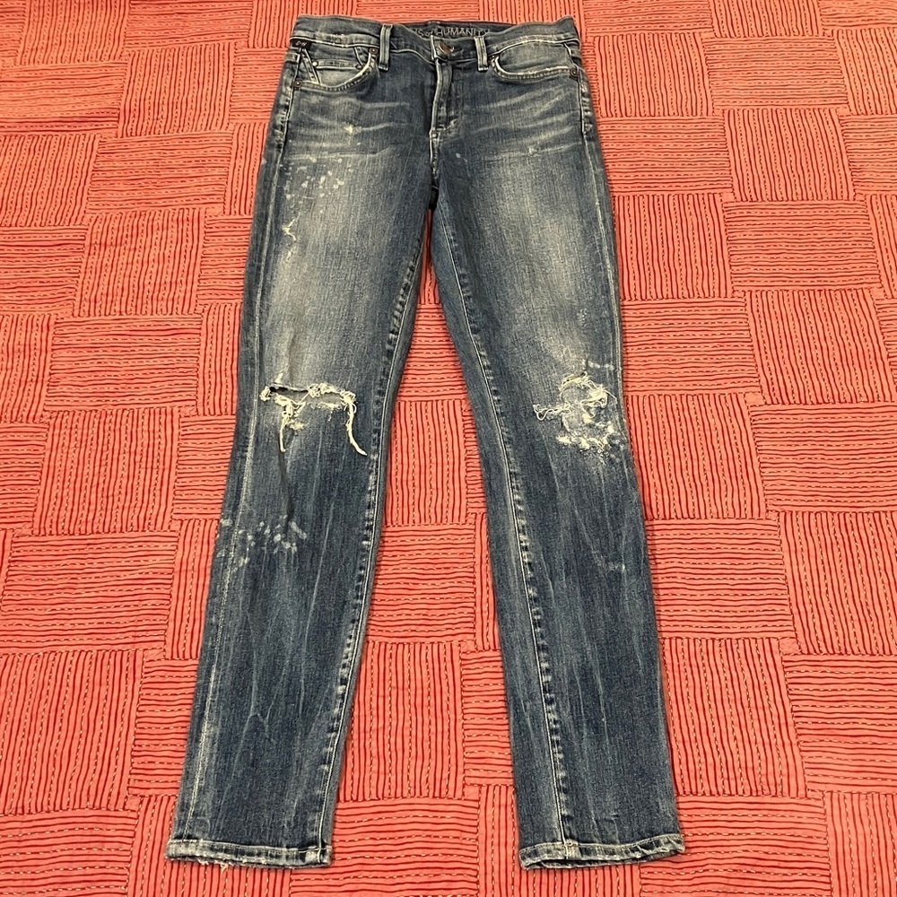 Citizens Of Humanity rocket high rise skinny Blue Distressed Jeans W26L29.5
